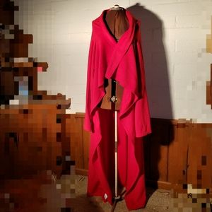 Red polyester wearable long sleeve throw blanket